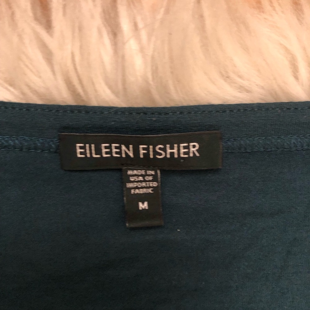 Eileen Fisher Minimalist Lagenlook 3/4 Sleeves Teal Green Womens Dress size M - Picture 2 of 10